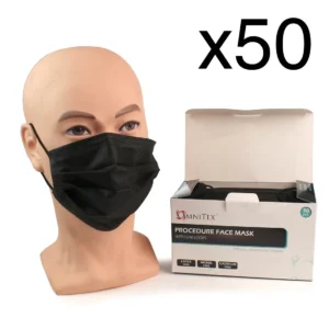 Surgical Face Masks - Type IIR with Ear Loops - Black - Box of 50